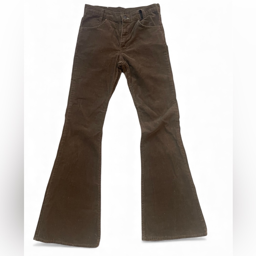 Vintage ‘80s Levi’s Brown Flared Corduroy Pants, white tag, 4 pockets, size 27